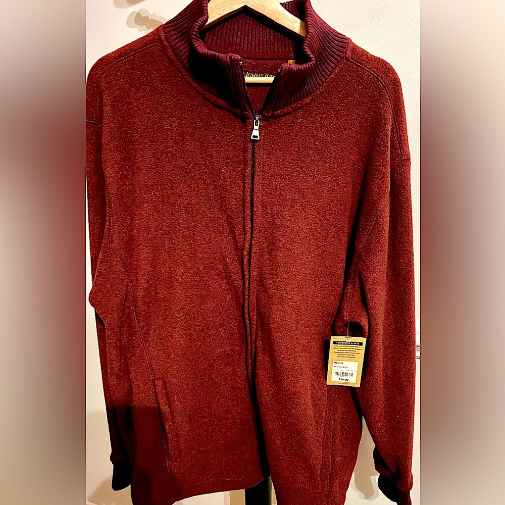 St.John’s Bay Polyester Fleece Sweater Medium Full Zip Lightweight
